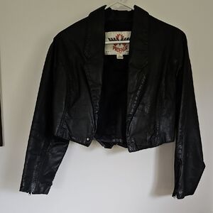 Phenix Black Leather Cropped Jacket